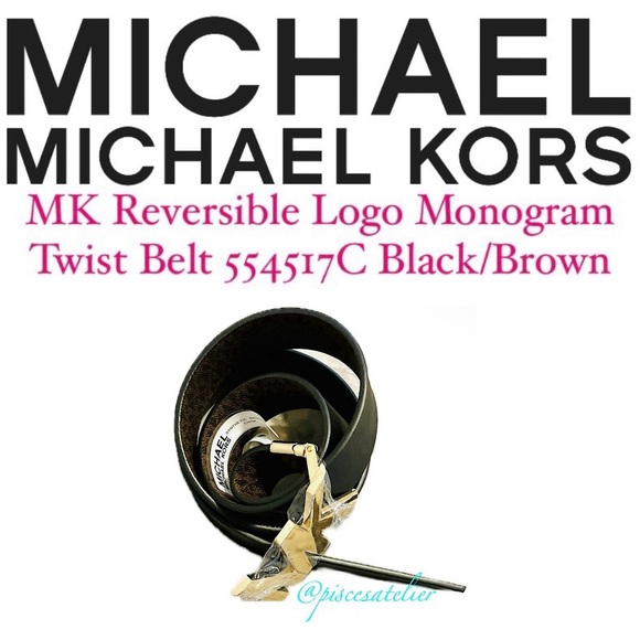 MICHAEL Michael Kors Black/Brown MK Logo Monogram Twist Reversible Belt 554517C - Picture 12 of 16